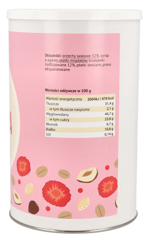 -75%Granola orzech laskowy-truskawka 190g(Data:11.10.2025)