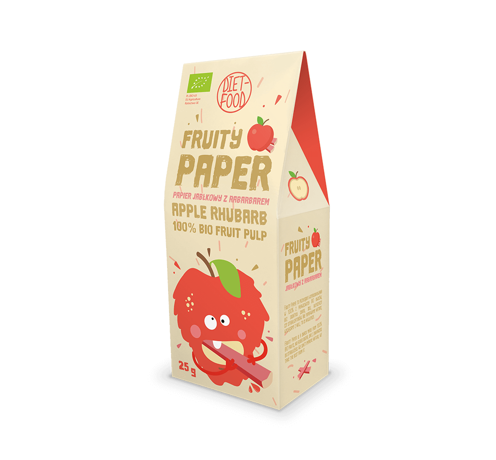 Bio papier owocowy z jabłka z rabarbarem 25g Diet-Food