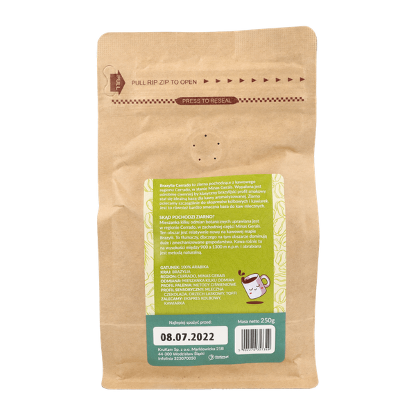 Kawa mielona Brazylia Cerrado pistacjowa 250g