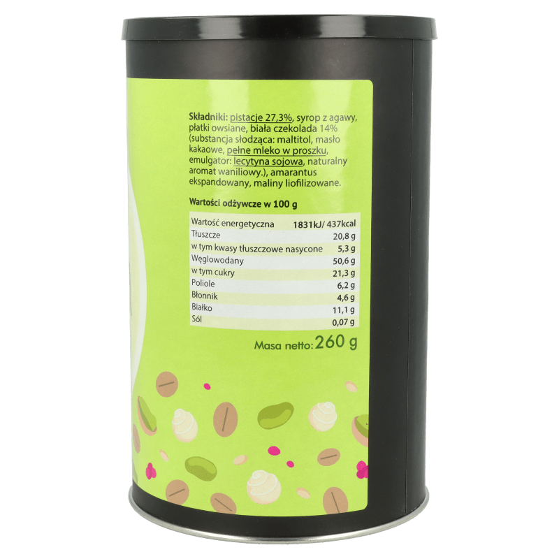 Granola pistacja z białą czekoladą 260g