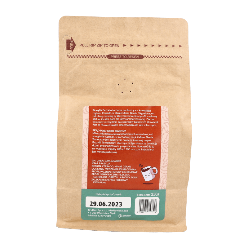 Kawa mielona Brazylia Cerrado karmelowa 250g