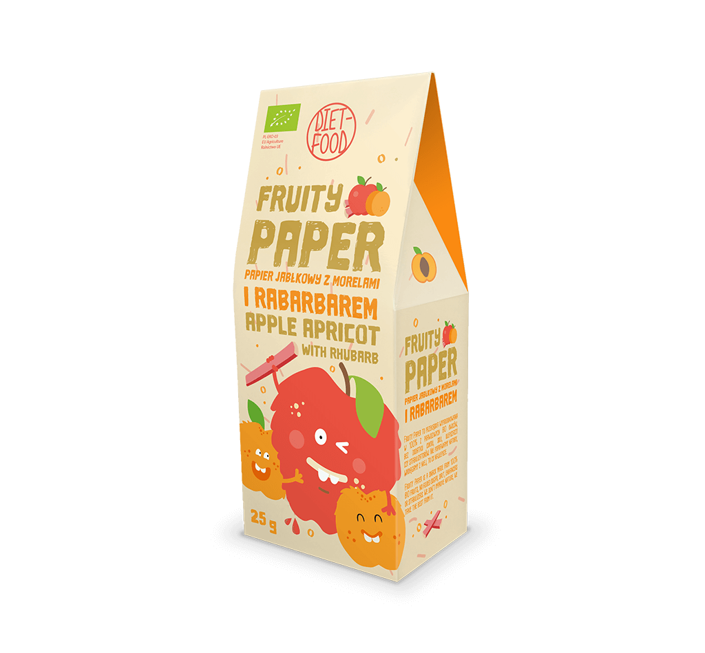 Bio papier owocowy z jabłka z morelą i rabarbarem 25g Diet-Food