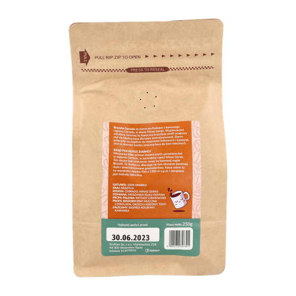 Kawa mielona Brazylia Cerrado czekoladowa 250g