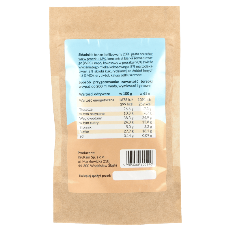 -30%Mieszanka na shake wysokobiałkowy orzech banan 65g(Data:20.02.2026)