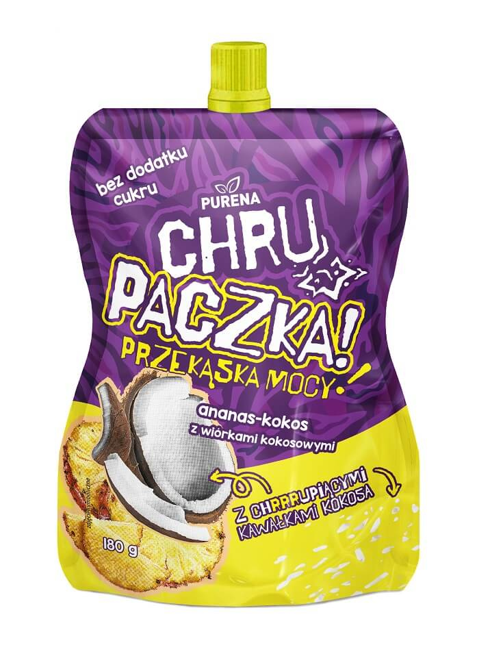 -30%Chrupaczka ananas-kokos z wiórkami kokosowymi 180g Purena (Data:05.2025)