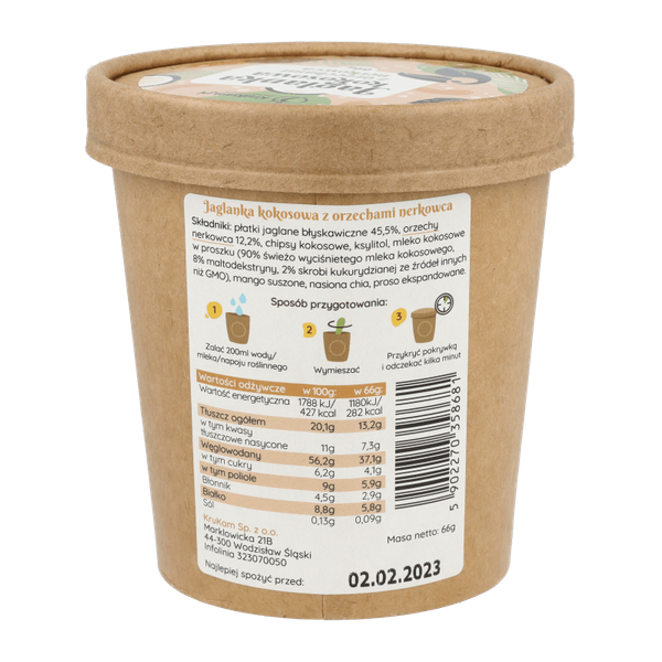 Jaglanka kokosowa z orzechami nerkowca 66g