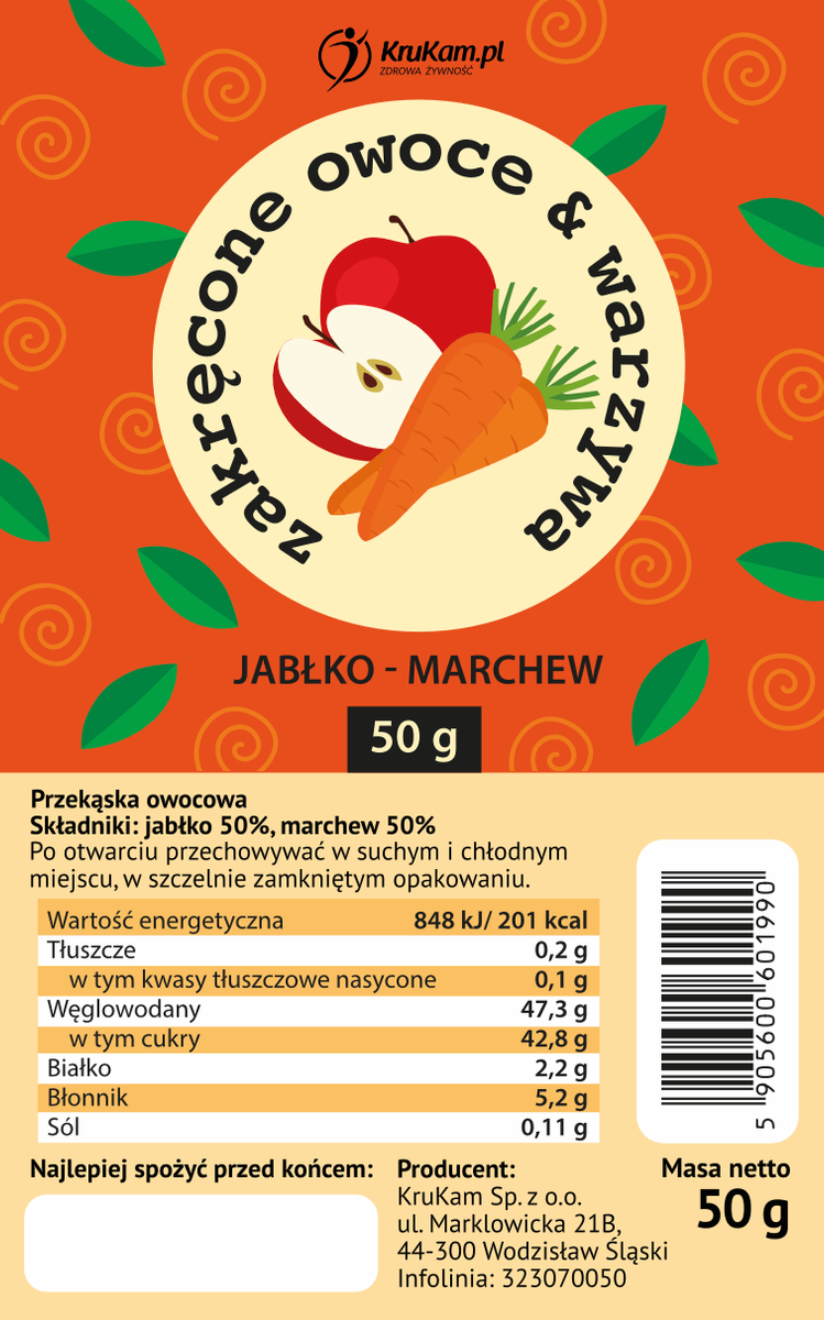 Zakręcone owoce i warzywa jabłko marchew 50g
