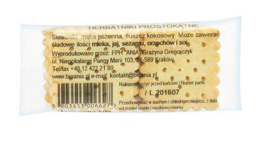 Herbatniki pszenne prostokątne 50g Ania