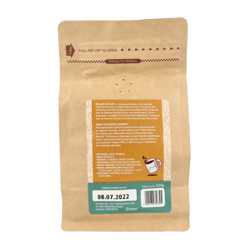 Kawa mielona Brazylia Cerrado orzechowa 250g