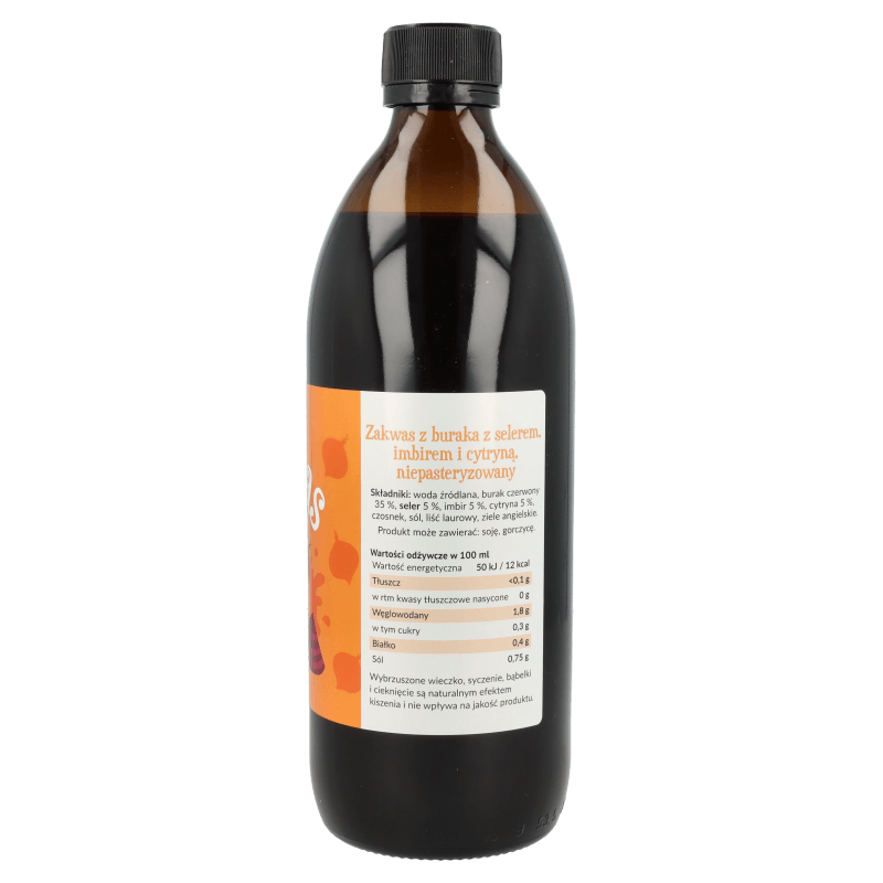 Zakwas z buraków z selerem, imbirem i cytryną niepasteryzowany 500ml