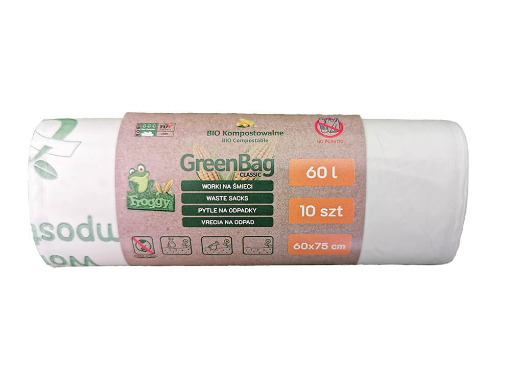 Biodegradowalne Worki na śmieci 60L 60x75cm 10szt/rolka