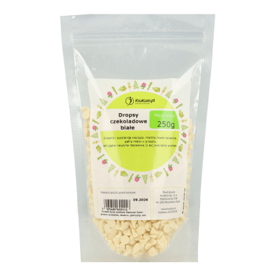 Dropsy czekoladowe białe bez dodatku cukru 250 g