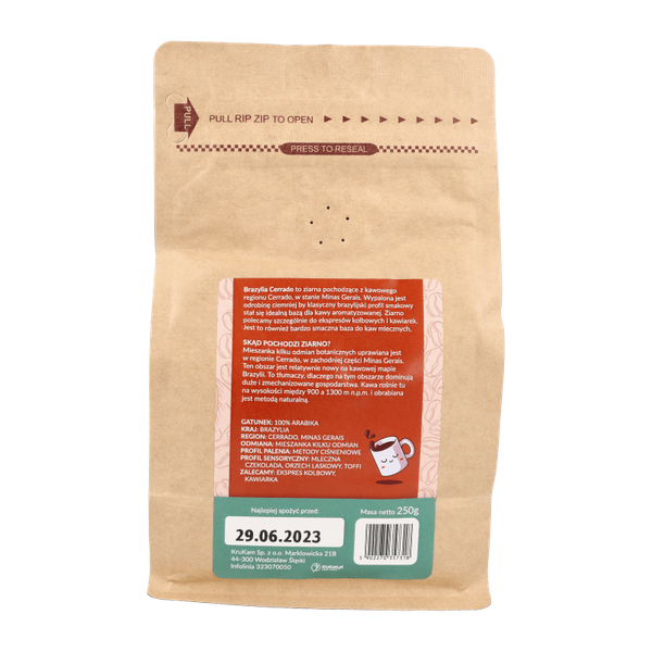 Kawa mielona Brazylia Cerrado karmelowa 250g