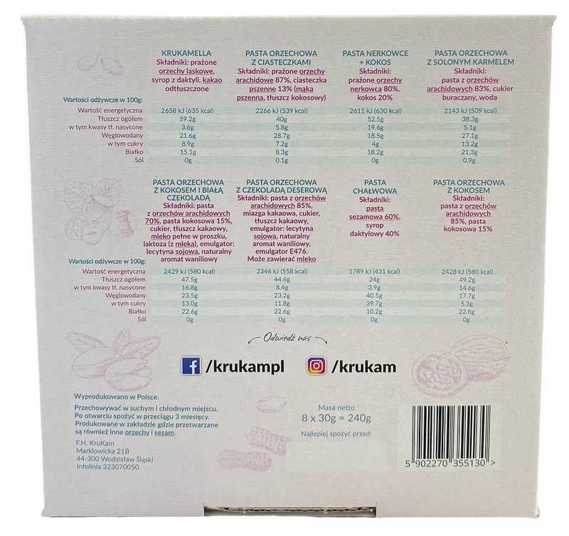 Zestaw Past Słodki MIX 100% 8 x 30 g