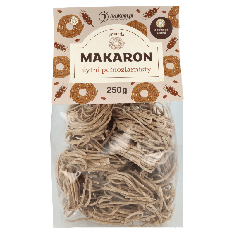 -50%Makaron żytni pełnoziarnisty gniazda 250g(Tłuste opakowanie)