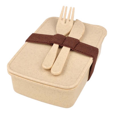 LunchBox ze sztućcami Beżowy 16 x 11 x 5cm