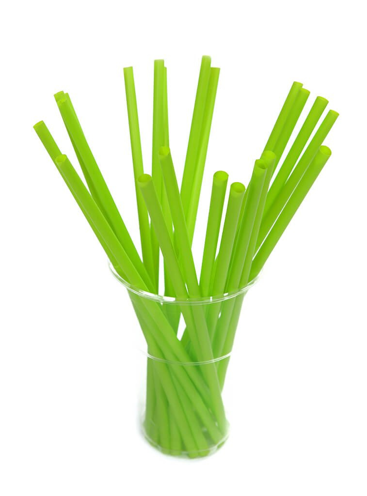 Słomki proste zielone PLA 240x6,5mm 150szt