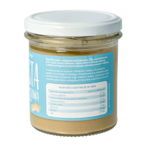 Pasta orzechowa z kokosem i białą czekoladą 300g