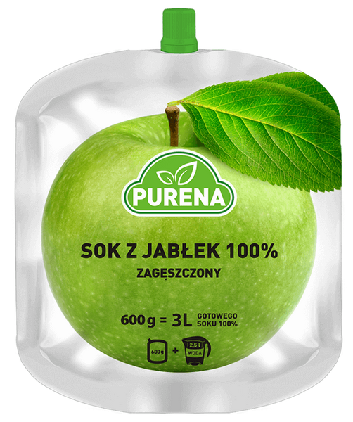 Zestaw 2 x Sok Purena pomarańczowy i jabłkowy 100% zagęszczony 600g na 3 litry soku + dzbanek