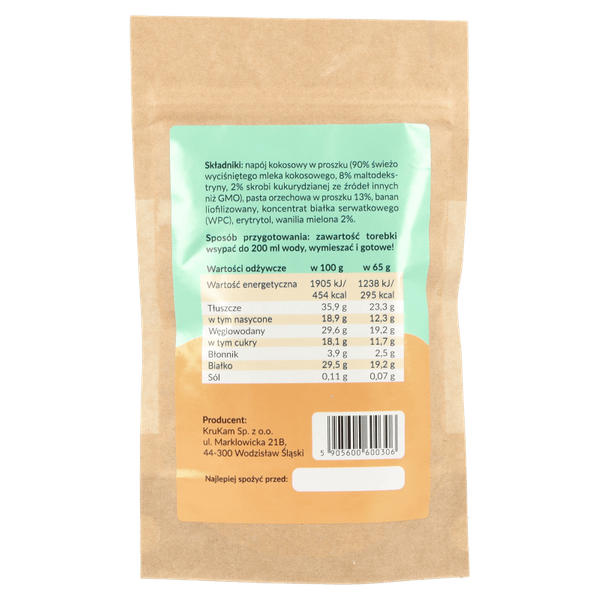 -75%Mieszanka na shake wysokobiałkowy orzech wanilia 65g(Data:30.01.2026)