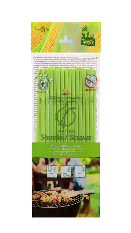 Froggy Biodegradowalne słomki PLA łamane zielone 40x6,5mm 30szt.