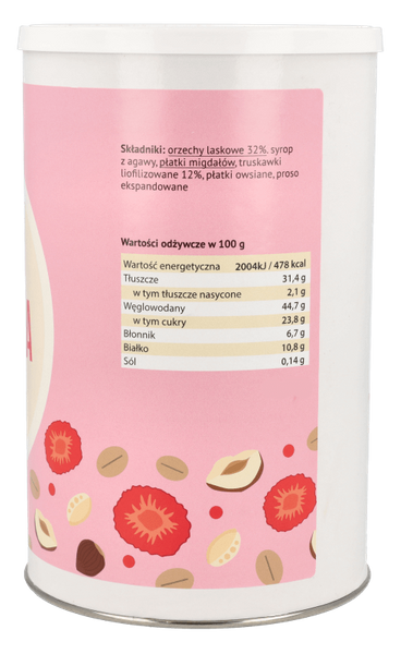 -75%Granola orzech laskowy-truskawka 190g(Data:11.10.2025)