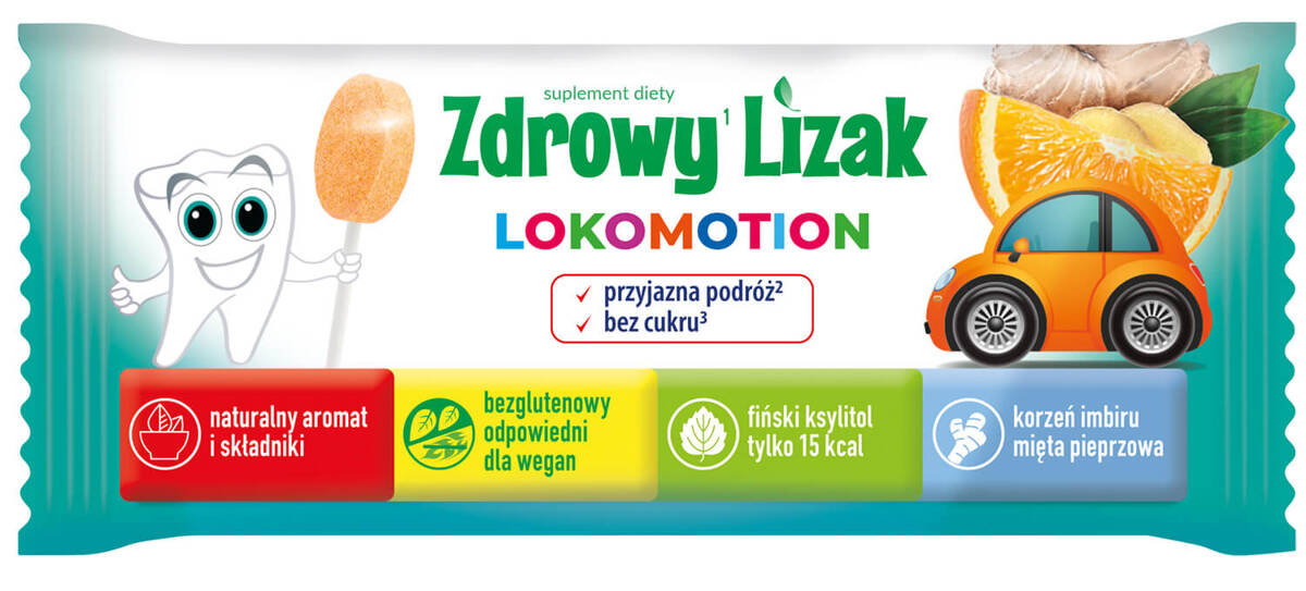 Zdrowy lizak Mniam-Mniam Lokomotion o smaku pomarańczowym