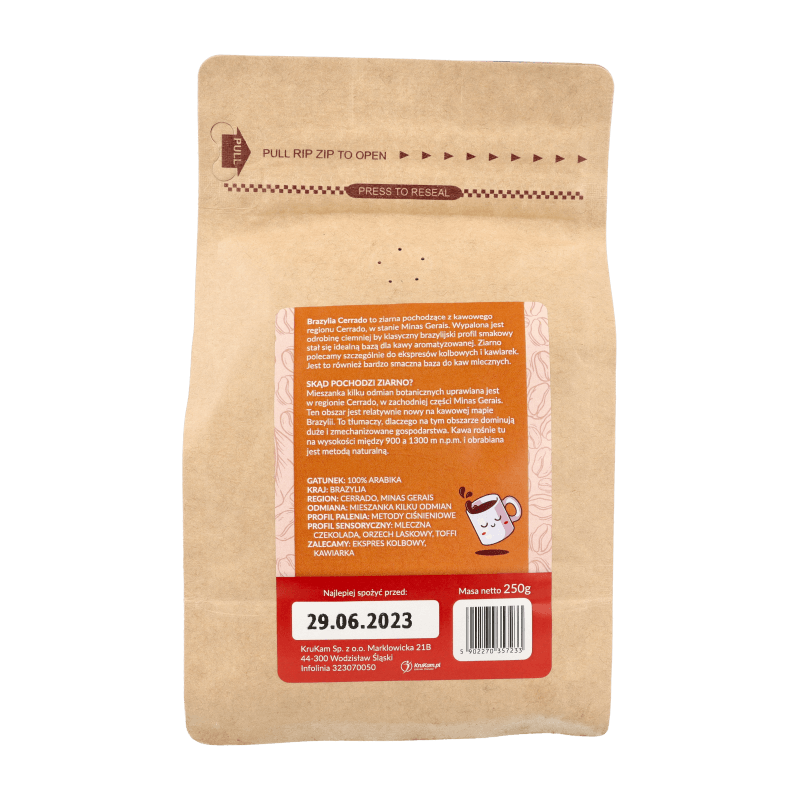 Kawa ziarnista Brazylia Cerrado czekoladowa 250g