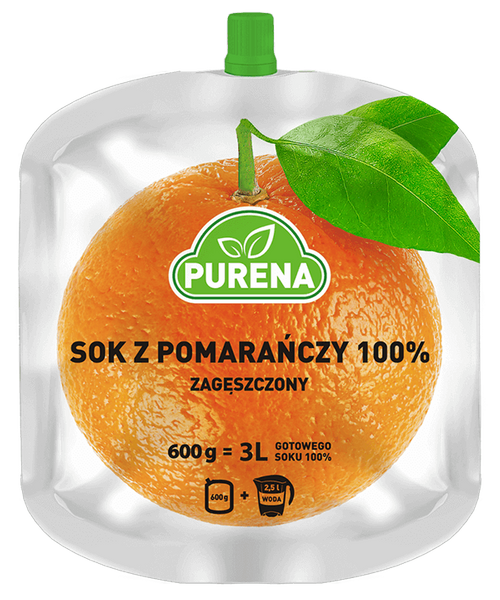 Sok Purena pomarańczowy 100% zagęszczony 600g na 3 litry soku